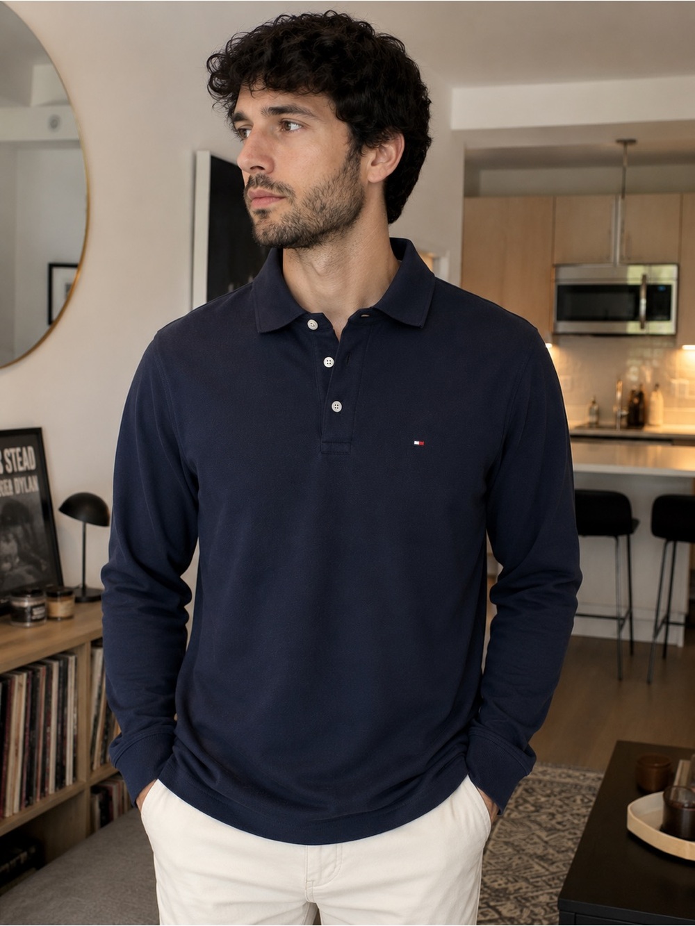 Tommy Hilfiger Men's Long-Sleeve Polo - Navy